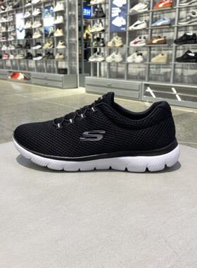 正品Skechers斯凯奇简约透气轻便舒适女一脚蹬运动休闲鞋12985