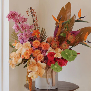 济南鲜花速递同城配送抱抱桶盒蝴蝶兰鹤望兰进口帝王超大长辈领导