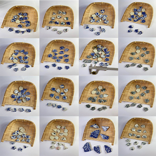 青花瓷陶瓷马赛克 散料 diy手工材料 瓷片拼图作业 不规则8元一斤