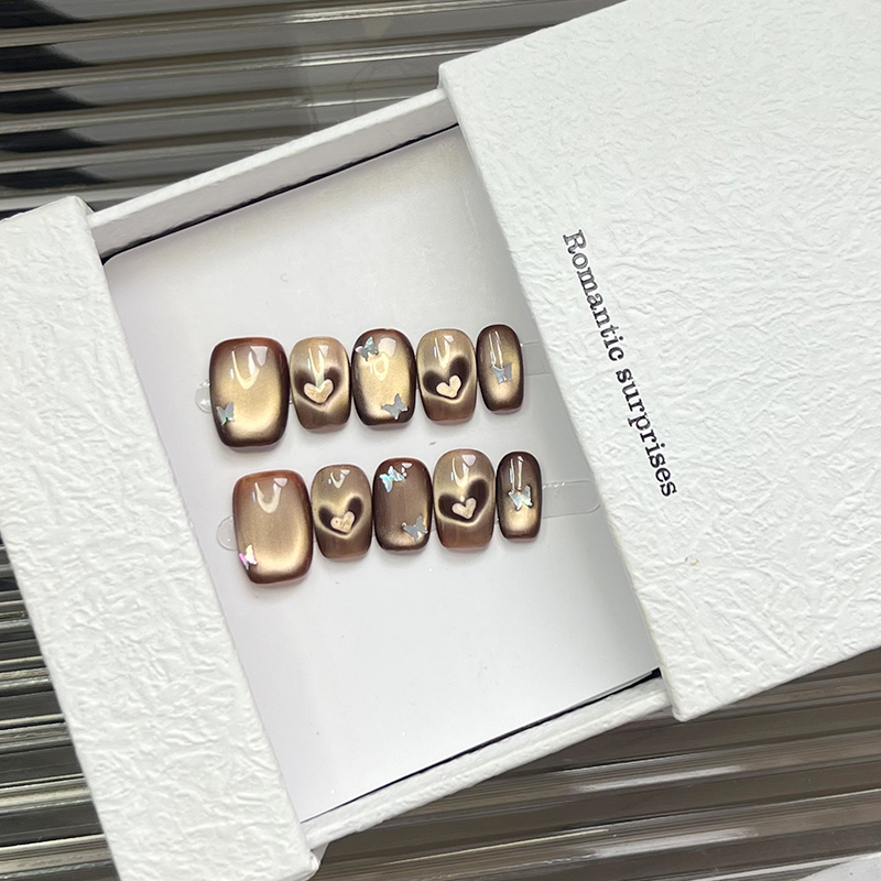 新款美甲穿戴甲秋冬爱心美甲贴片