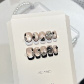 美甲猫眼爱心钻暗黑风高级感穿戴甲 鸳鸯AB款 黑白序章 黑白法式