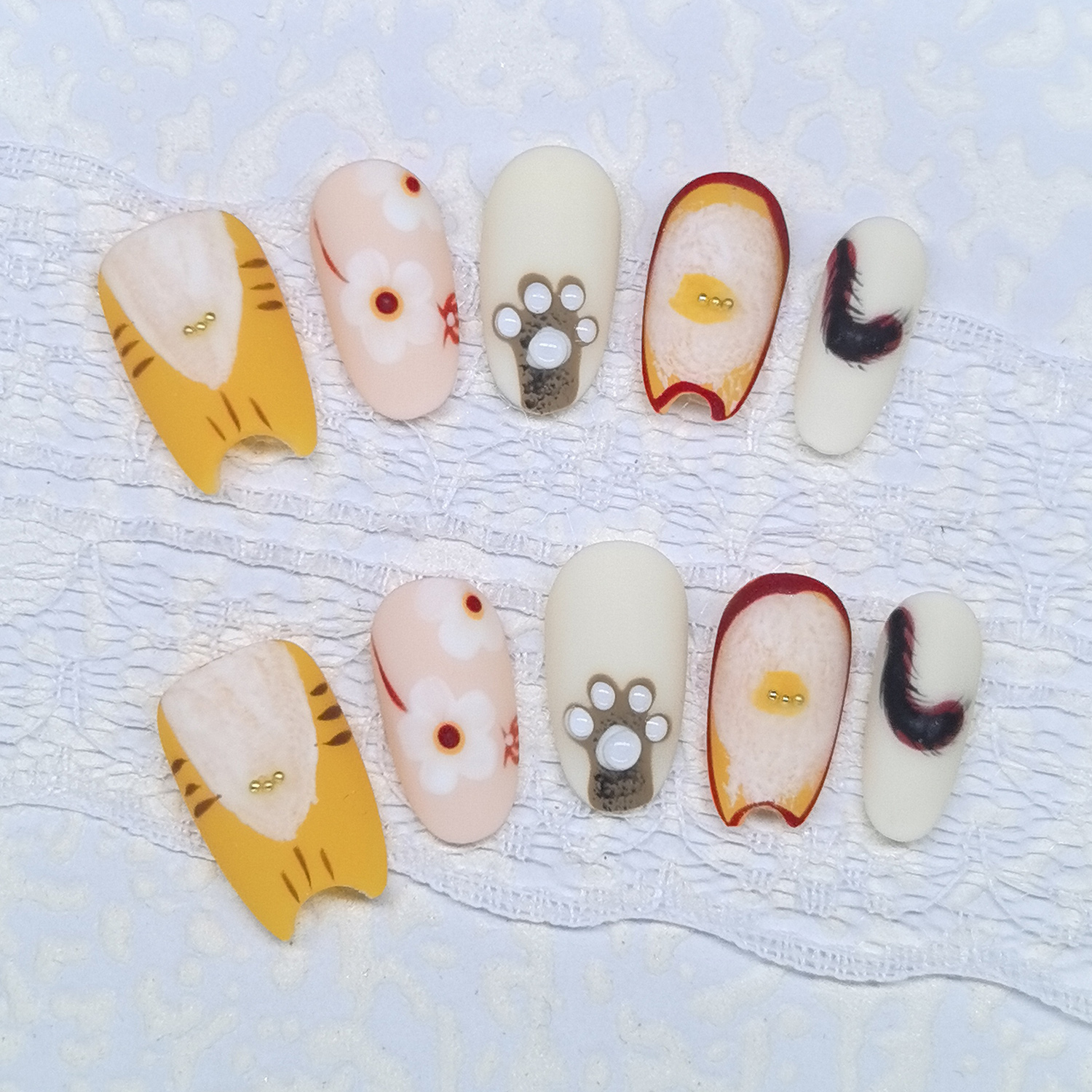 原创【多彩招财猫】爆款多彩招财猫纯手工立体猫爪显白穿戴甲