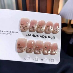 E909纯手工穿戴甲高级感手绘短款 高级ins 精致美甲贴片气质新款