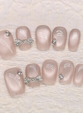 【蝶约】纯手工春夏款纯欲系猫眼爆闪新娘猫眼小清新手工穿戴甲