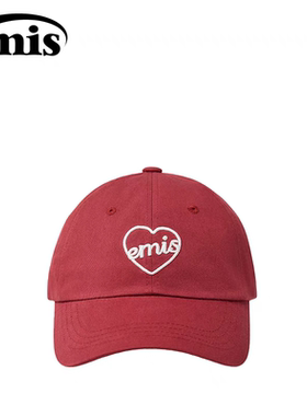emis爱心帽子女心形字母棒球帽红色鸭舌帽男款软顶休闲户运动防晒