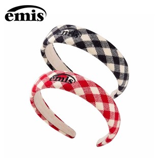 韩国emis官方格子发箍百搭外出洗脸化妆宽边甜美感时尚头箍发卡