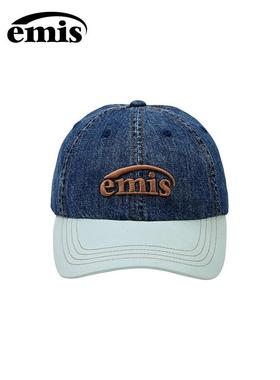 韩国emis棒球帽牛仔拼接男女同款休闲百搭鸭舌帽显脸小蓝色/薄荷