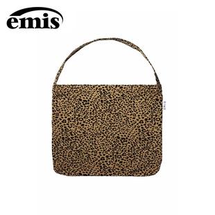 韩国emis豹纹帆布包灯芯绒时尚百搭韩系小众ins风大容量学生