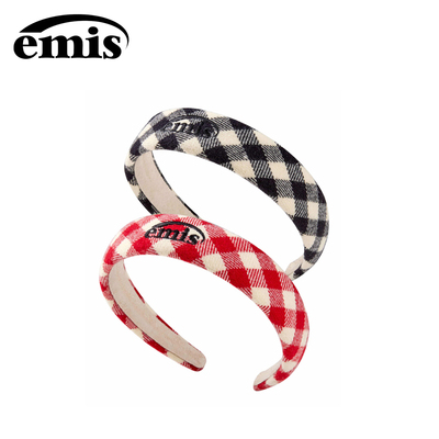 韩国emis官方格子发箍百搭外出洗脸化妆宽边甜美感时尚头箍发卡