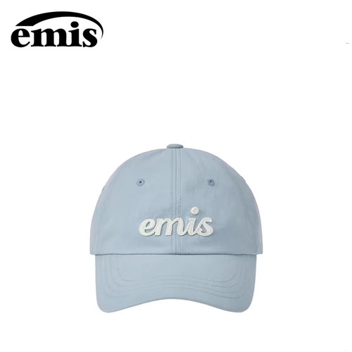 emis帽子女贴布手写体棒球帽男金裕贞同款浅蓝色大头围鸭舌帽韩系