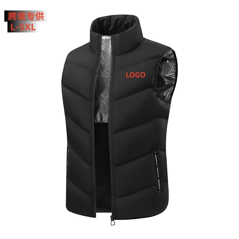 爆款男装马甲秋冬款大码跨境石墨烯立领棉马甲花拉链防水保暖坎肩