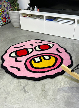 原创现货致敬 说唱Tyler 樱桃炸弹专辑手工地毯圆形卡通卧室客厅