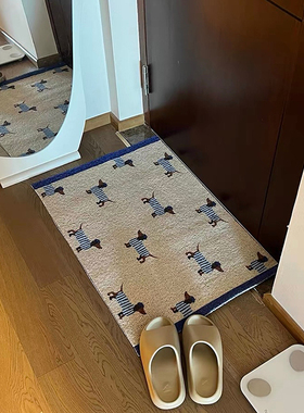 新款复古可爱腊肠犬入户门口地垫家用刮泥刮沙丝圈入户门垫防滑