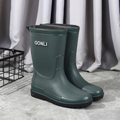 水鞋 雨鞋 防臭水靴耐磨中筒防滑橡胶外卖钓鱼雨靴防水胶鞋 套鞋 男款