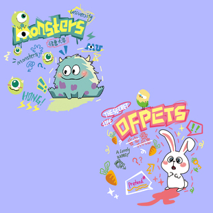 柯式 烫画贴 卡通可爱创意怪兽大学爱宠大机密情侣闺蜜印花图案柯式