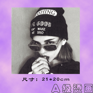 欧美印花美女图案胶印贴柯式服装T恤辅料可熨烫热转印贴过粉烫画