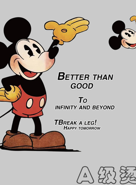 柯式热转印米老鼠字母经典印花图案衣服贴柯式胶印复古米奇烫画贴