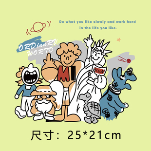 过粉印花卫衣烫画贴 创意手绘卡通字母查理狗热转印衣服辅料贴柯式