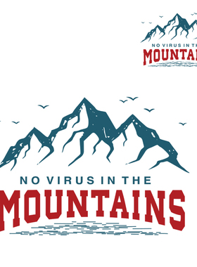 简约欧美潮牌雪山山峰字母复古印花热转印贴柯式过粉胶印烫画贴