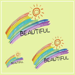 亲子情侣创意字母太阳彩虹图案热转印衣服贴柯式过粉印花胶印烫画