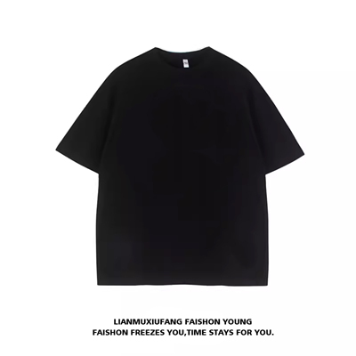 短袖纯色青年重磅纯棉宽松版T恤