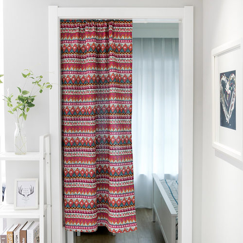 红色波西米亚几何门帘挂帘隔断帘布艺风水帘卫生间半帘不含杆