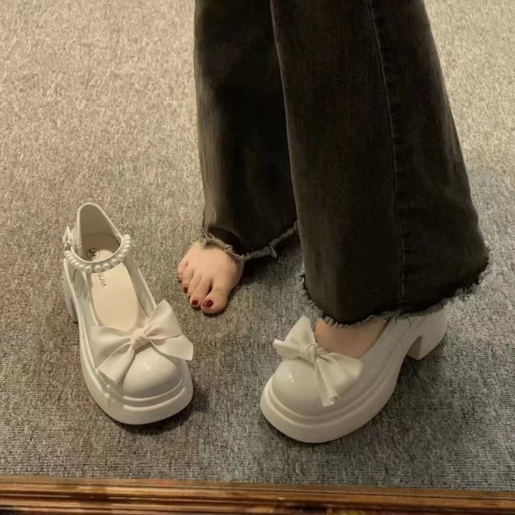 玛丽珍小皮鞋女厚底增高2025年春夏新款甜美蝴蝶结超软百搭单鞋
