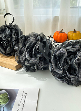 大号沐浴球50g竹炭黑色男士洗澡神器浴球起泡搓澡巾洗澡浴花批发