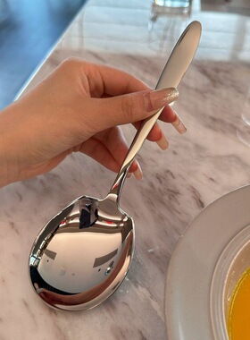 不锈钢分餐勺加厚大号家用长柄饭勺酒店食堂餐厅自助分菜公用勺子