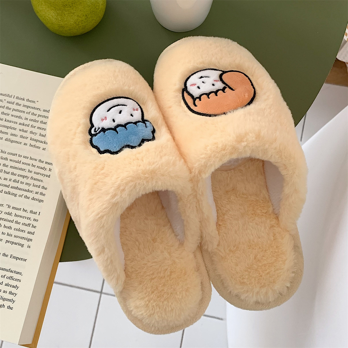 韩版情侣棉拖鞋女冬可爱卡通学生宿舍防滑毛绒居家鞋男001btrfnn