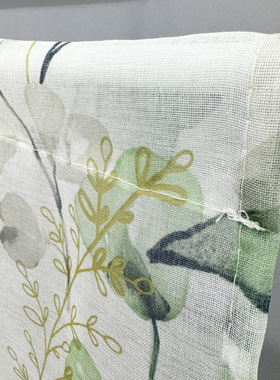 绿色花瓣穿杆厨房帷幔乡村农舍短帘咖啡厅装饰涤纶小窗户窗帘植物