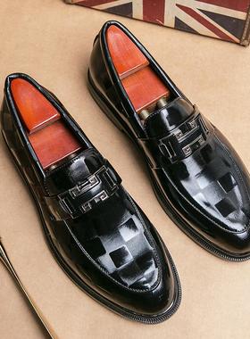 黑色皮鞋男一脚蹬男鞋英伦韩版内增高新郎结婚配西装商务正装休闲