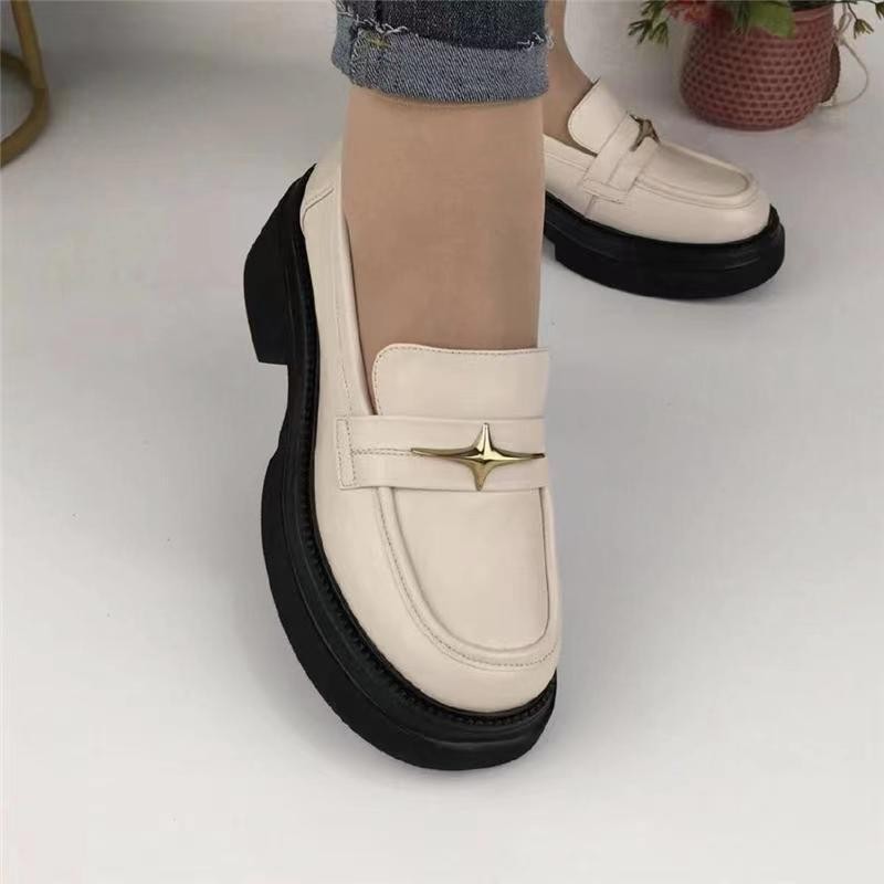 韩版粗跟百搭小皮鞋软底时尚妈妈鞋2025夏季新款通勤透气女款单鞋