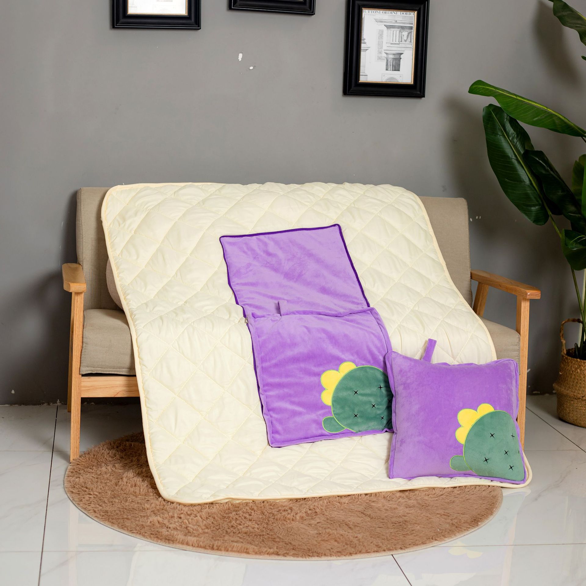 多功能抱枕被水果刺绣款二合一汽车沙发靠垫床头靠背折叠批发印制