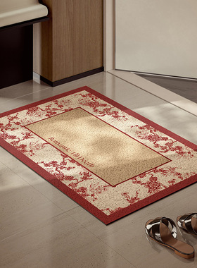 轻奢入户门进门地垫耐脏防滑红色丝圈脚垫家用玄关蹭土蹭泥地毯