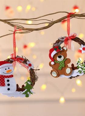 圣诞节装饰用品小号花环圣诞藤条花环派对聚会橱窗装饰布置小挂件