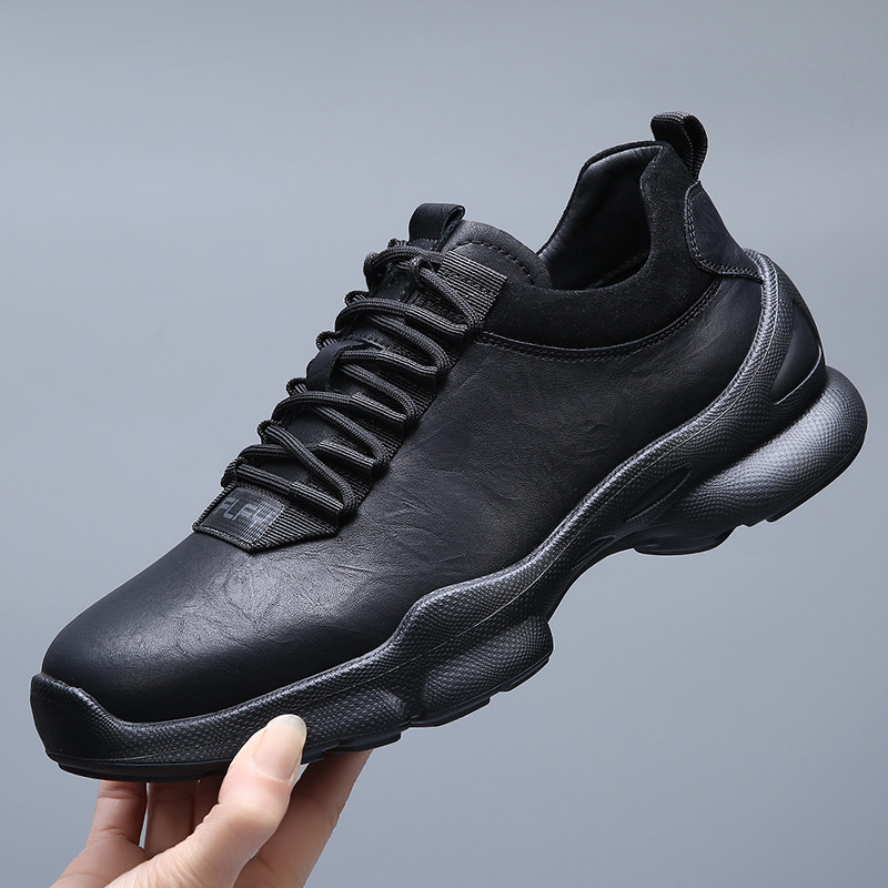 爱某步同款真皮健步鞋男镂空透气运动休闲轻便防滑户外登山徒步鞋