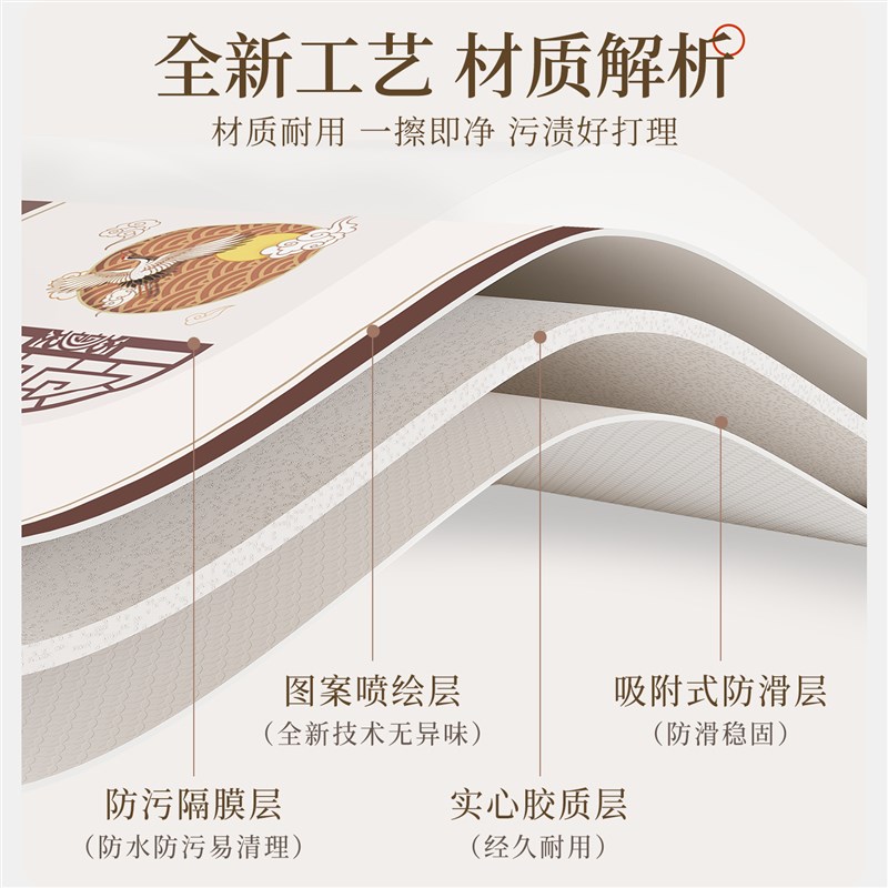 速发新中式餐桌桌垫皮革高级感长方形茶几垫餐桌桌布防水防油免洗