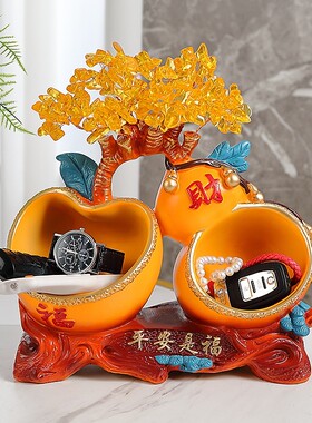现货速发创意水晶发财树摆件乔迁新居礼品玄关收纳摆件进门鞋柜装