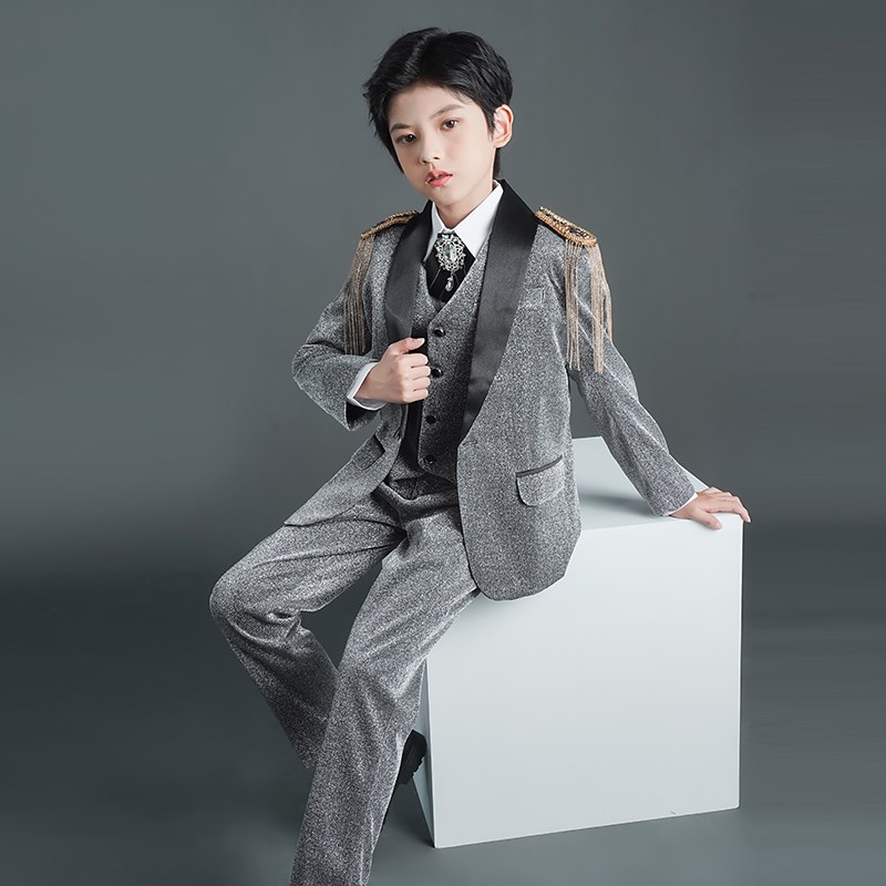 现货速发儿童礼服套装男童小主持人西服模特走秀六一钢琴表演演出