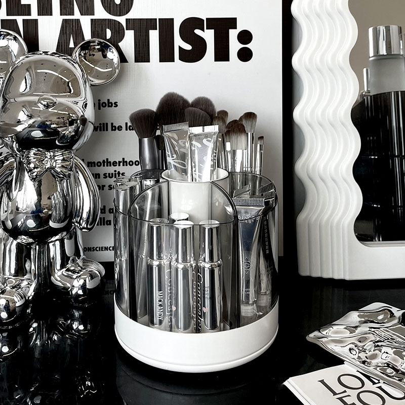 速发桌透化能刷面明收纳筒多功妆旋转散粉刷收纳盒筒眼影化妆品