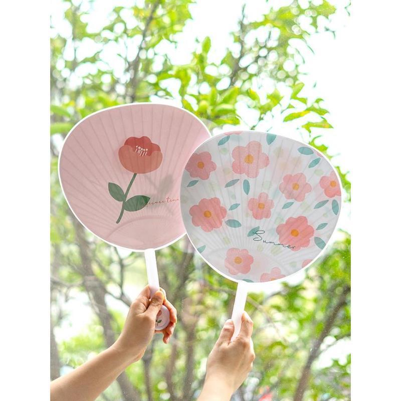 速发森屿叶2把装夏天清凉塑料手摇大扇子儿童学生日用大团扇圆形