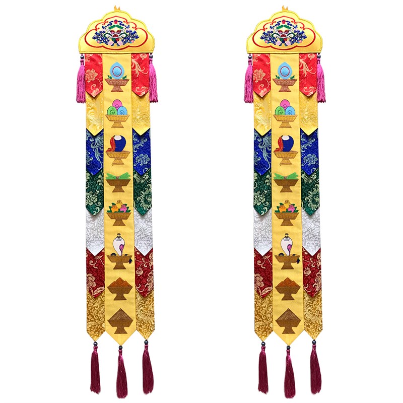 速发福慧佛具禅修用品佛龛挂饰布艺绣品长幡经挂幡1米八供养彩幡