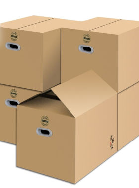 速发清野木搬家纸箱60*40*5m箱只有扣手收纳五整理箱装书箱纸打