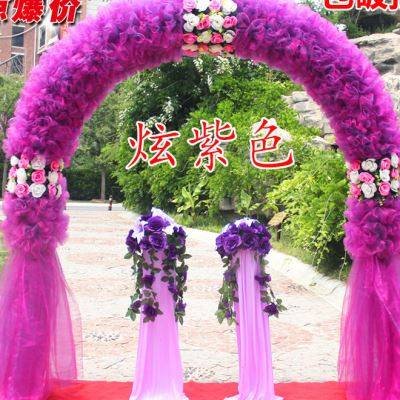 现货速发新款婚庆花门绢花拱门结婚心形花门雪纱门成品花拱门开业