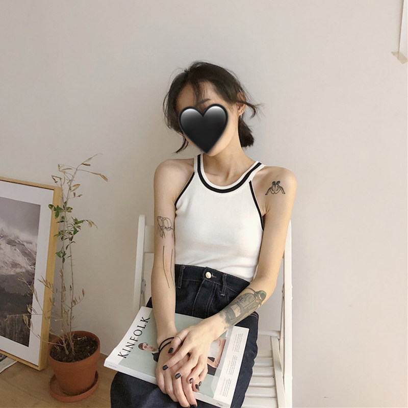 速发针织背心夏打底内搭短款韩版无袖吊带性感漏锁骨挂脖上衣外穿