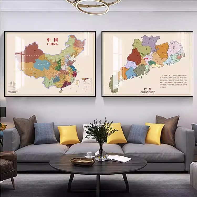 速发世界中国省份装饰童儿发房客厅沙画挂画办公会议室墙壁画