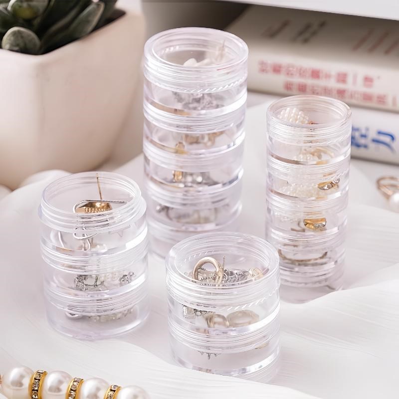 速发精钉叠加首项收纳盒多层饰链耳致便携透明饰品盒美甲整理盒子