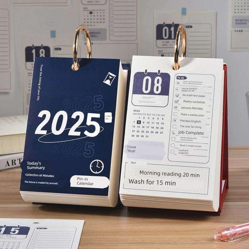 速发计画日历2025年跨年自律打卡桌历式本桌面摆件高考倒计时翻页