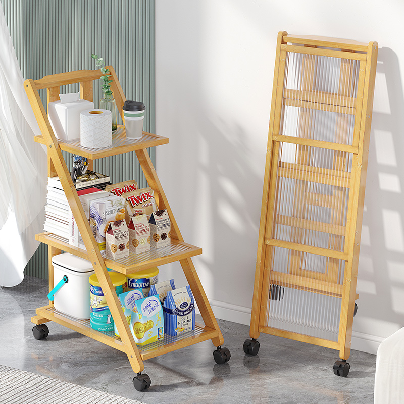 速发客折装置物架可安叠免厅茶几水果盘零食摆放收纳架小推车多用